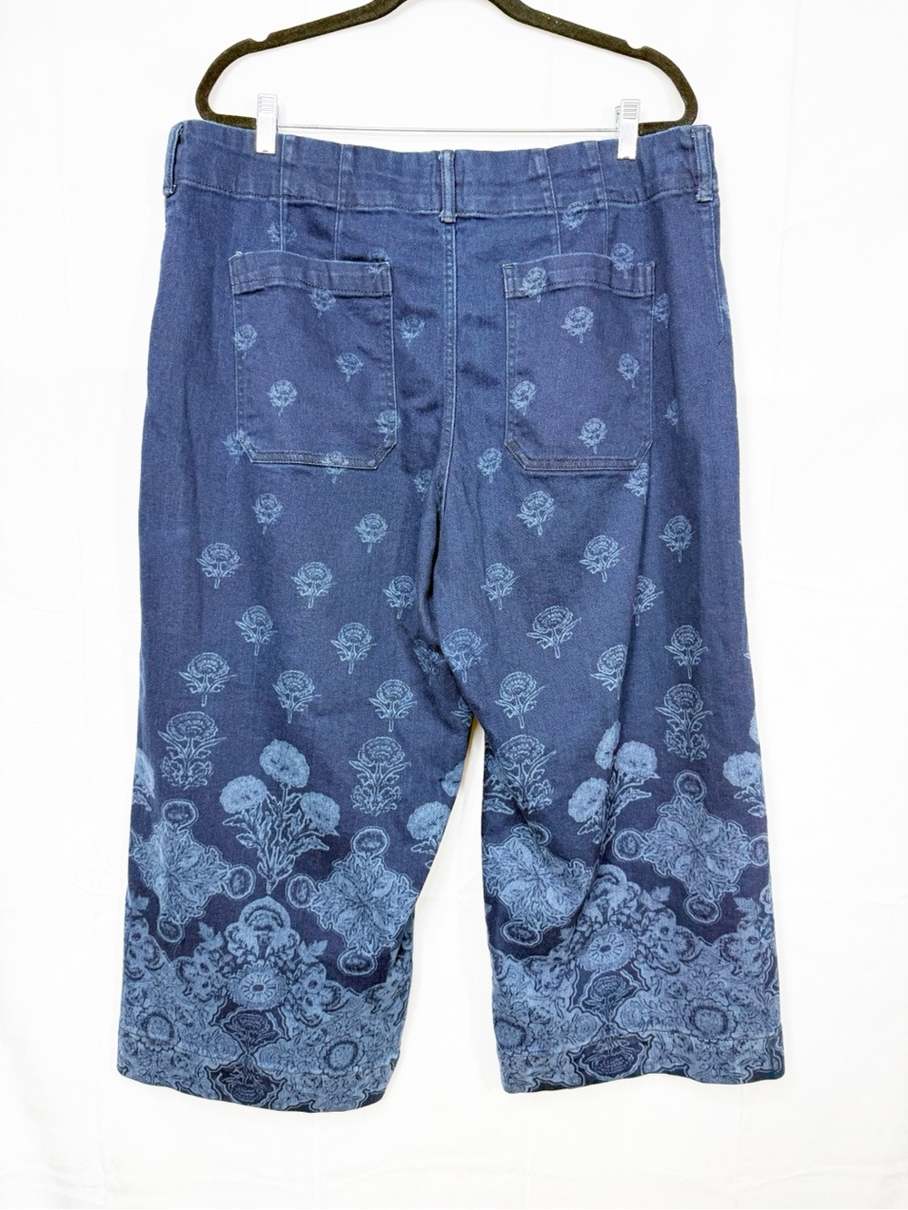 Maeve X Anthropologie The Colette Cropped Wide-Leg Jeans Denim Floral Print - Picture 4 of 16